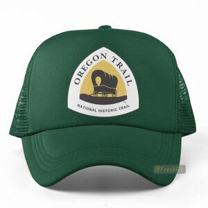 🆕Oregon Trail Foam Trucker Hat Mesh Snapback Cap Dark Green